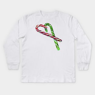 Candy Cane Heart Kids Long Sleeve T-Shirt